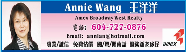 ANNIE WANG全职专业地产经纪 20年北美经验 买房卖房一条龙服务 新移民安家服务
